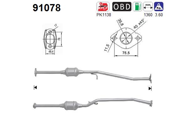 Katalysator hinten AS 91078 von AS
