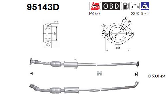 Katalysator hinten AS 95143D von AS