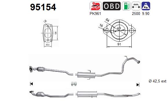 Katalysator hinten AS 95154 von AS