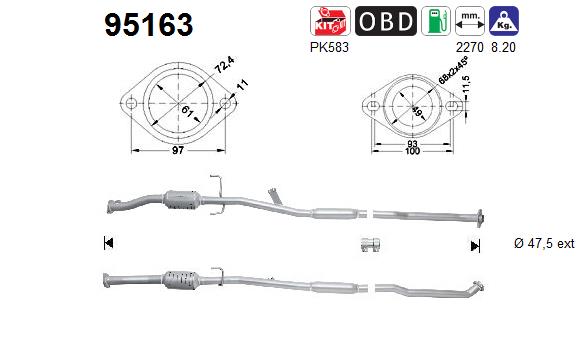 Katalysator hinten AS 95163 von AS