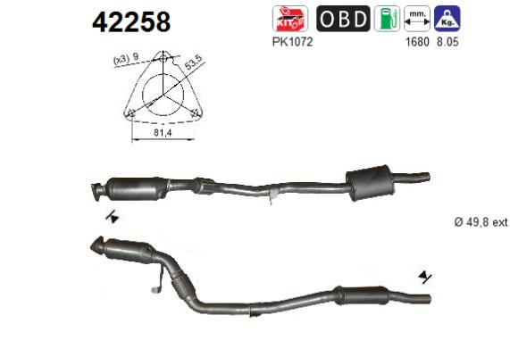 Katalysator rechts AS 42258 von AS