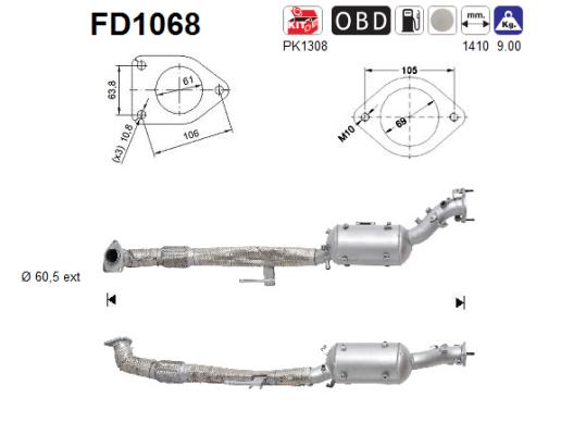 Ruß-/Partikelfilter, Abgasanlage AS FD1068 von AS