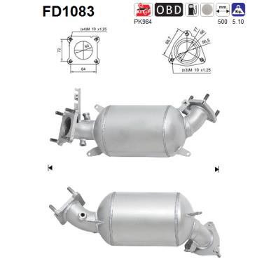 Ruß-/Partikelfilter, Abgasanlage AS FD1083 von AS