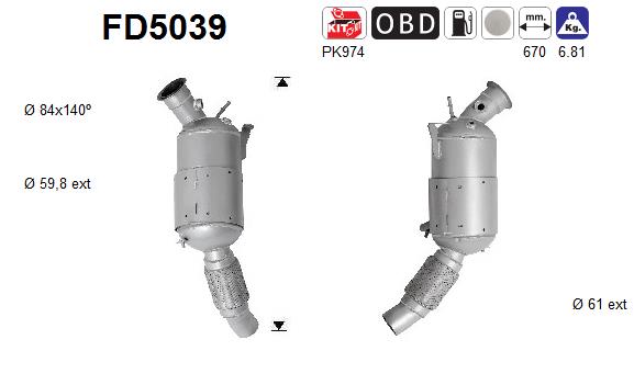 Ruß-/Partikelfilter, Abgasanlage AS FD5039 von AS