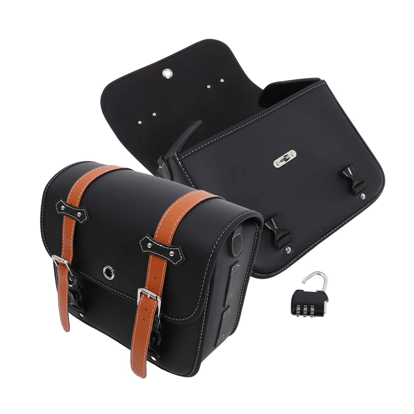 ASAKKURA 2 Teilige Tasche Werkzeugtasche Motorradtasche Satteltasche Motorradzubehör Aufbewahrungstasche Motorradzubehör Motorradzubehör Pu Leder Schwarz von ASAKKURA