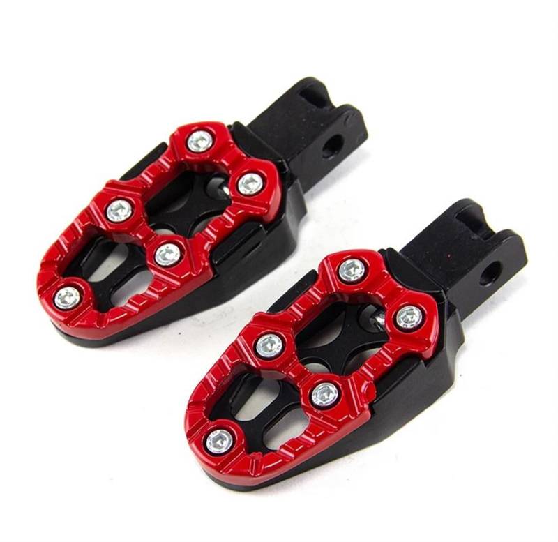 Fußrasten Pedal Für Kawasaki Für Roller ATV E-Bike Fußstützen Fußrasten 1 Paar Universal Motorrad Aluminiumlegierung Fußpedale Winkel Einstellbar Verstellbare Fußrasten Motorrad(Red) von ASBVRJF