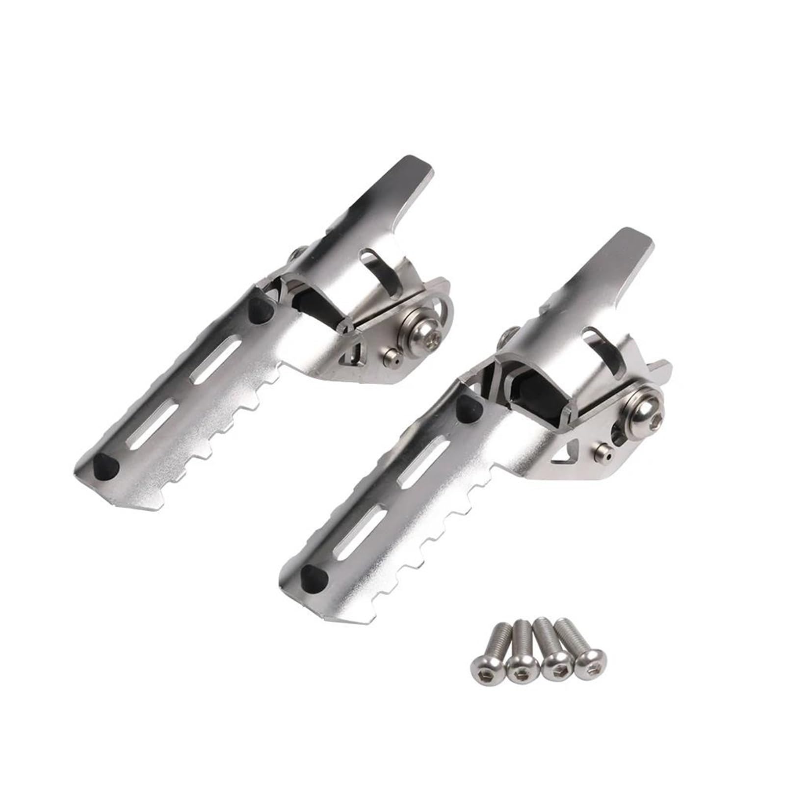 Fußrasten Pedal Motorradzubehör Highway Fußrasten Vorn Klappbare Fußstützen Klemmen Durchmesser 20mm - 26mm Für Royal Enfield Himalayan 400 411 Verstellbare Fußrasten Motorrad(Silver) von ASBVRJF