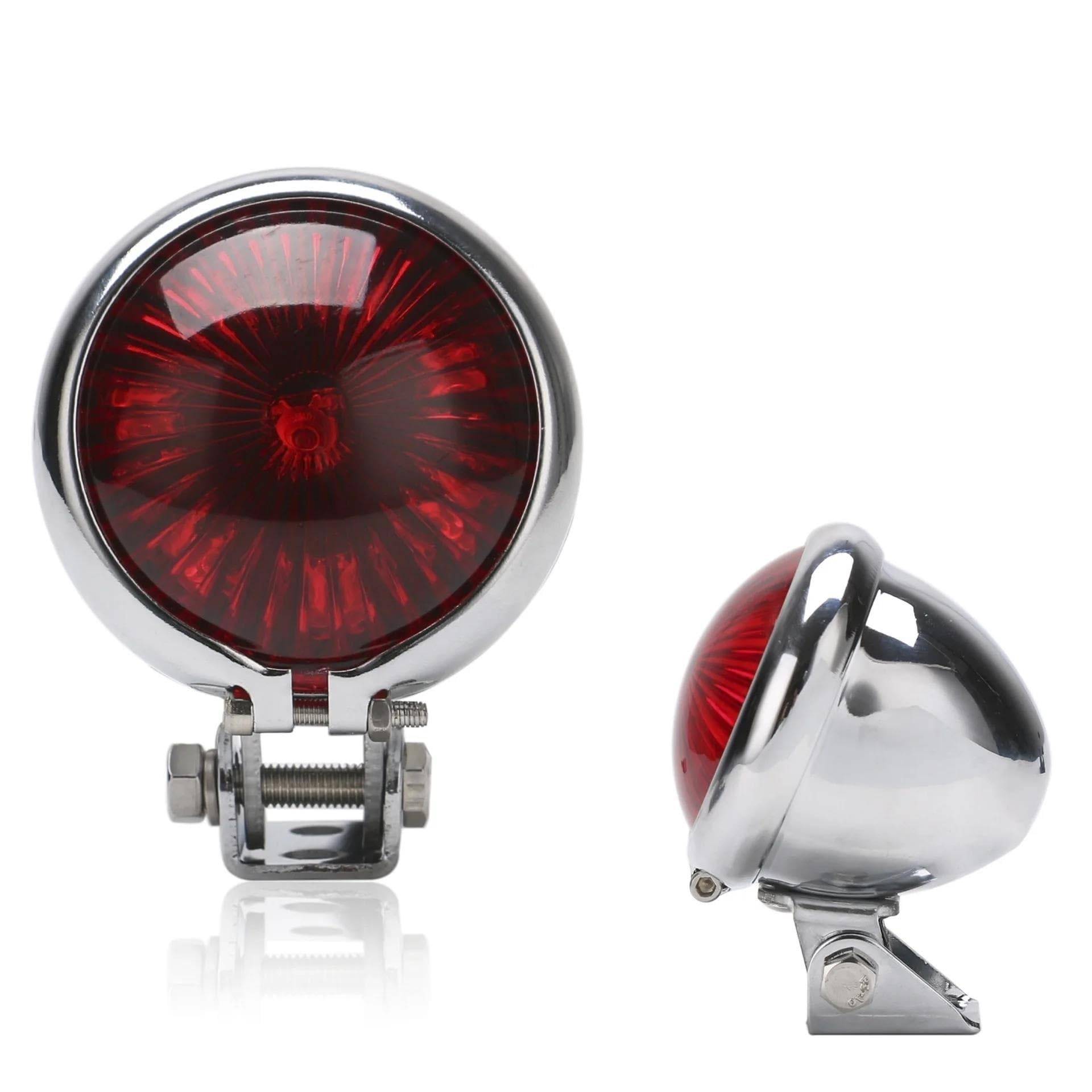 Motorrad Bremslicht Lampe Rücklicht Vorne Chopper Bobbe Universal Motorrad Lampe 12V Einstellbare Cafe Racer Stil Stop Rücklicht Motorrad Rücklicht Bremslicht Runden (Typ D) von ASBVRJF