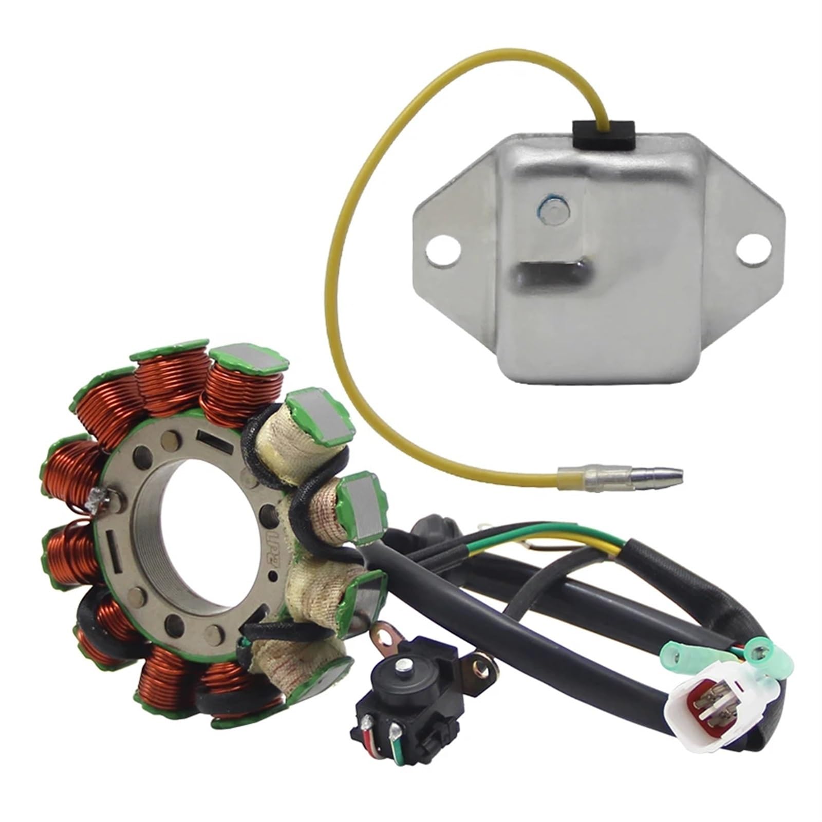 Motorrad Spannungsreglergleichrichter + Magneto Stator Spule Für 3GG-85510-00 Für 3GG-85510-01 Für YFZ350 Für YZF350LE Für YFZ350SE Banshee Zündkasten Spannungsregler Gleichrichter Kit von ASBVRJF