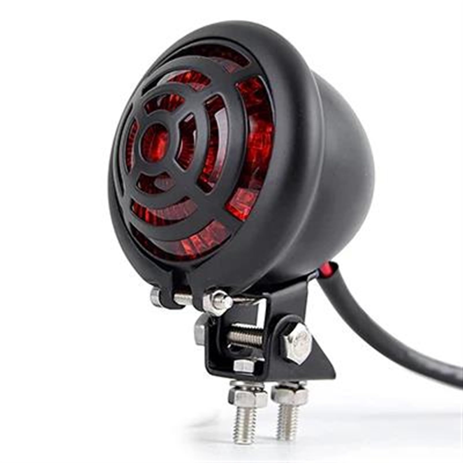 Motorräder Bremse Rücklicht Rücklicht Für Harley Sportster Bobber Chopper Rot 12V Cafe Racer Stil Stop Rücklicht Motorrad Rücklicht Bremslicht Rond(Black) von ASBVRJF