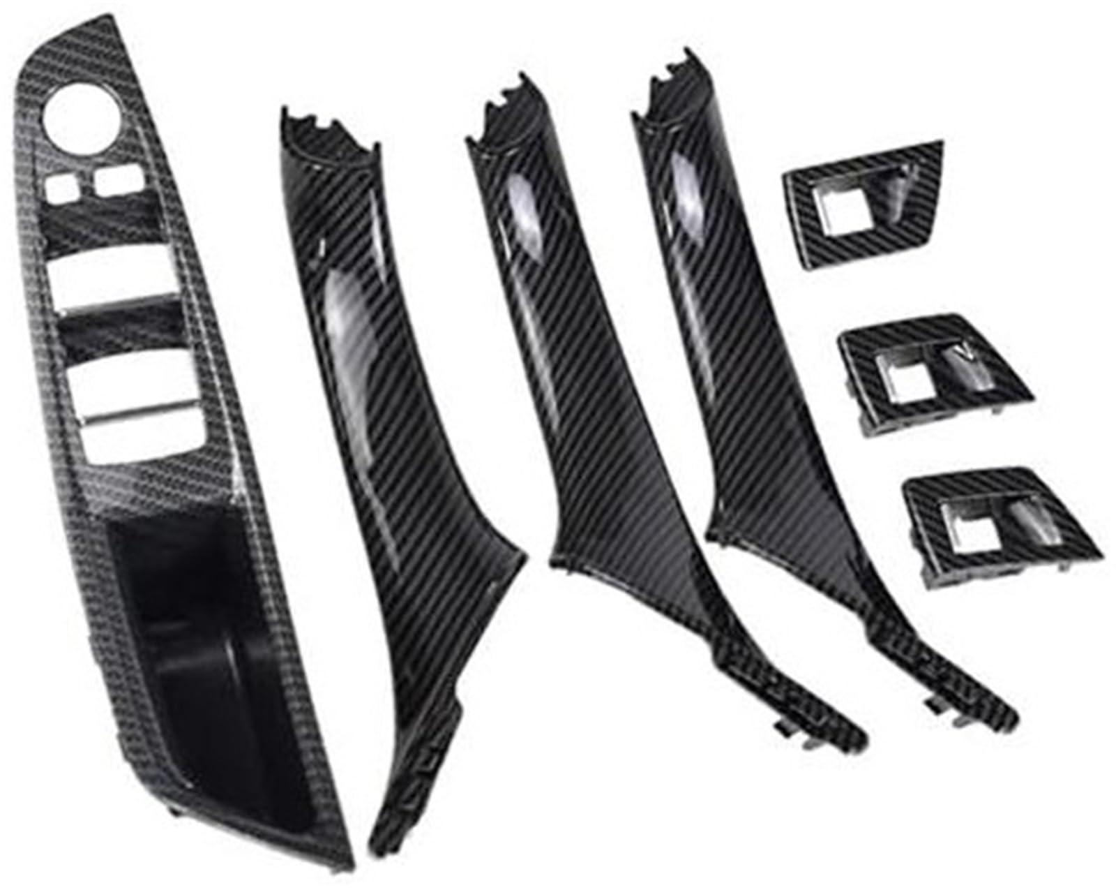 4 7-teiliges Set Rechtslenker RHD, for, 5er F10 F11 520 525 Rotweingrau Auto-Innentürgriff Innenverkleidung Zugverkleidung 51417225851 Innentürgriffgriff(Carbon Fiber-7Pcs) von ASDGH