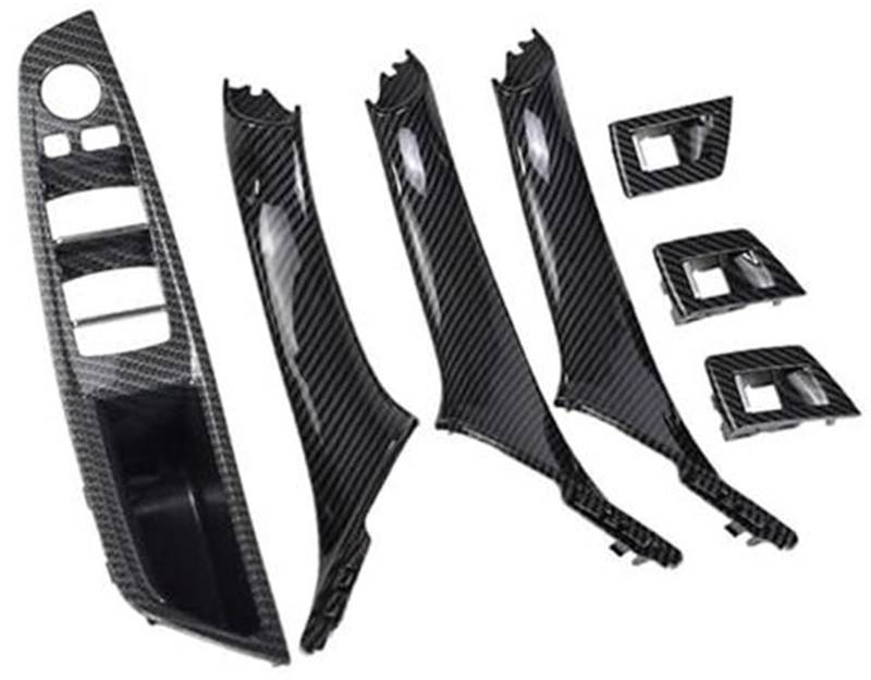 7PCS Set Rechtslenker RHD, for, 5er F10 F11 520 525 Rotweingrau Auto Innentürgriff Innenverkleidung Zugverkleidung Innentürgriffgriff(Carbon-7pcs-RHD) von ASDGH