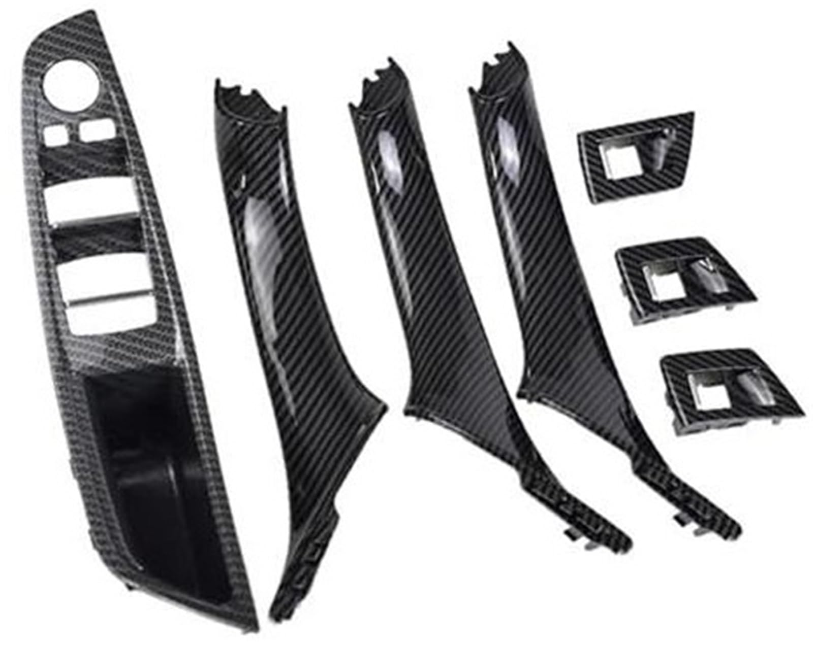 Kohlefaser RHD Auto-Innentürgriff, for, 5er F10 F11 520d 525d 530d 535i Innenverkleidung Pull Trim Cover Innentürgriffgriff(Carbon-7pcs-RHD) von ASDGH