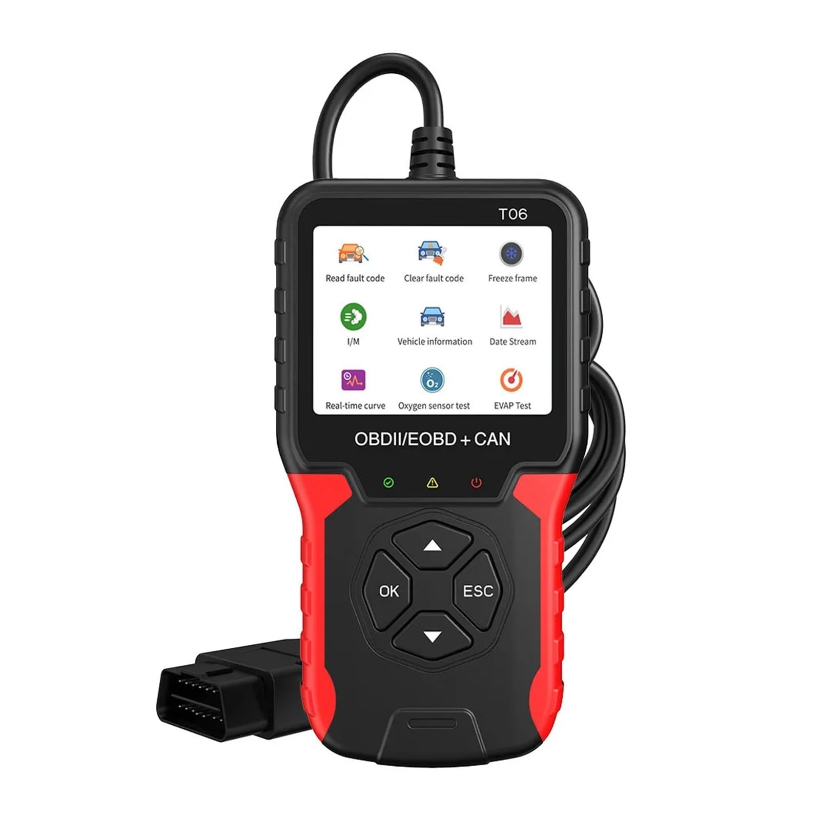 Autoscanner Autozubehör OBD2 Scanner T06 Überprüfen Sie den Motorsystemcodeleser Mehrsprachi Unterstützung Autodiagnosewerkzeug Batterietester von ASHBV