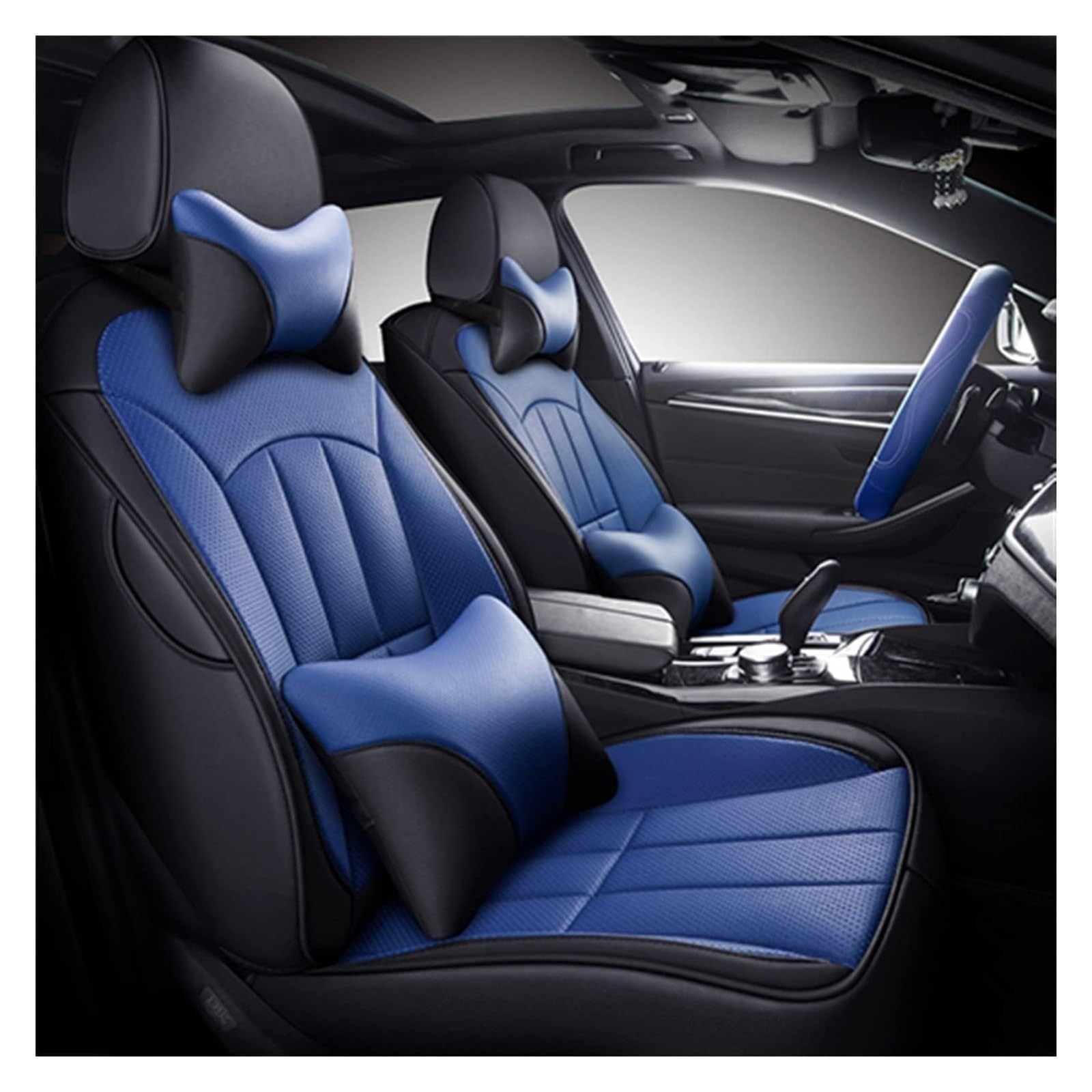 ASHILD Auto Sitzbezüge Für Alle Medels Für Model 3 Für Model S Für Model X Für Model Y Custom Auto Sitz Abdeckung Set Sitz Kissen Abdeckung Schutz(Black Blue,Deluxe Edition) von ASHILD