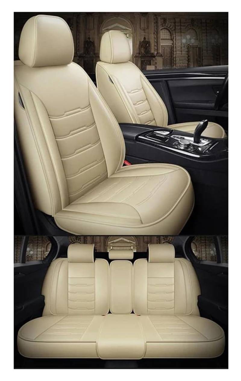 ASHILD Auto Sitzbezüge Für B&MW 7er Für E38 E65 F01 F02 F03 F04 G11G12 Autoinnendetails Autositzbezüge Universal 5-Sitzer-Autositzbezug(Beige) von ASHILD