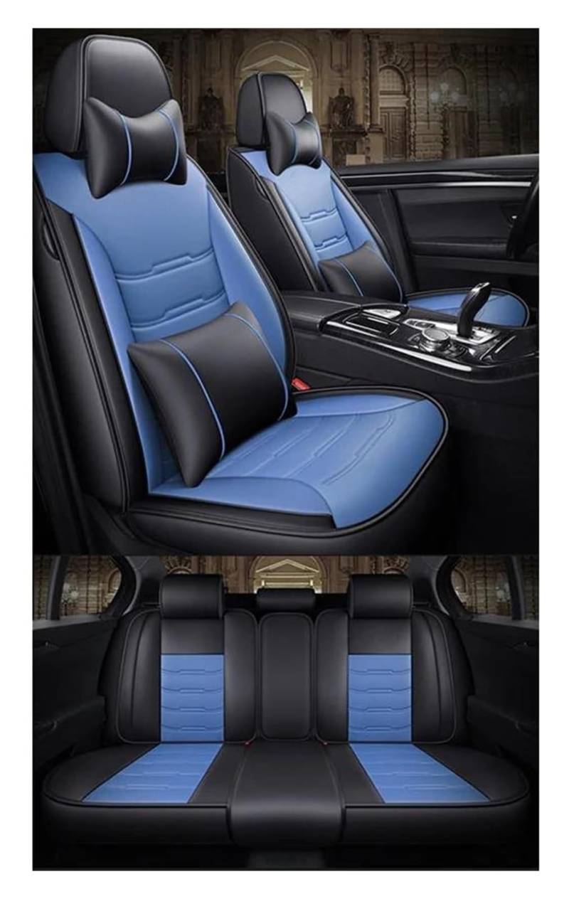 ASHILD Auto Sitzbezüge Für B&MW 7er Für E38 E65 F01 F02 F03 F04 G11G12 Autoinnendetails Autositzbezüge Universal 5-Sitzer-Autositzbezug(Black Blue A) von ASHILD