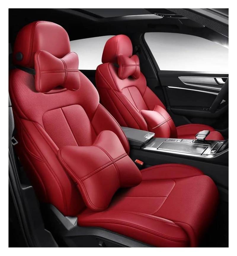 ASHILD Auto Sitzbezüge Für Borgward Für Bx5 Bx7 Auto Zubehör Sitzkissen Sitz Protektoren Auto Sitz Abdeckung Auto Sitzbezüge Custom Leder Auto(Red Lux) von ASHILD