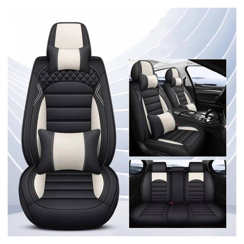 ASHILD Auto Sitzbezüge Für Cruze Für Captiva Für TRAX Für Blazer Für Cavalier Autositzbezüge Set Mit 5 Sitzen Autositzbezug(Black beige A) von ASHILD