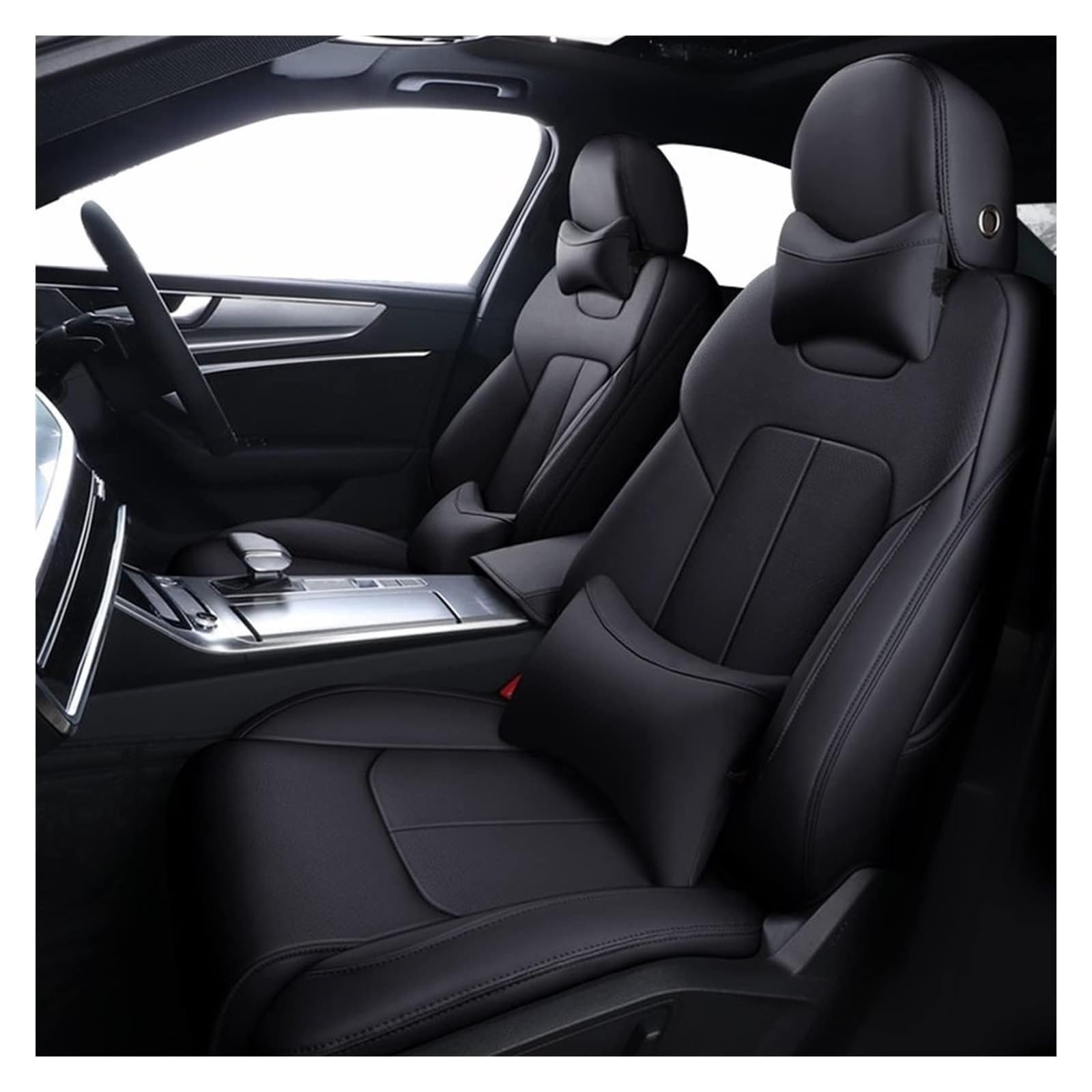 ASHILD Auto Sitzbezüge Für Dodge Für Journey Für Caliber Für Avenger Für Challenger Für Charger Autositzkissenschutz Custom Car Seat Cover Set(Schwarz) von ASHILD