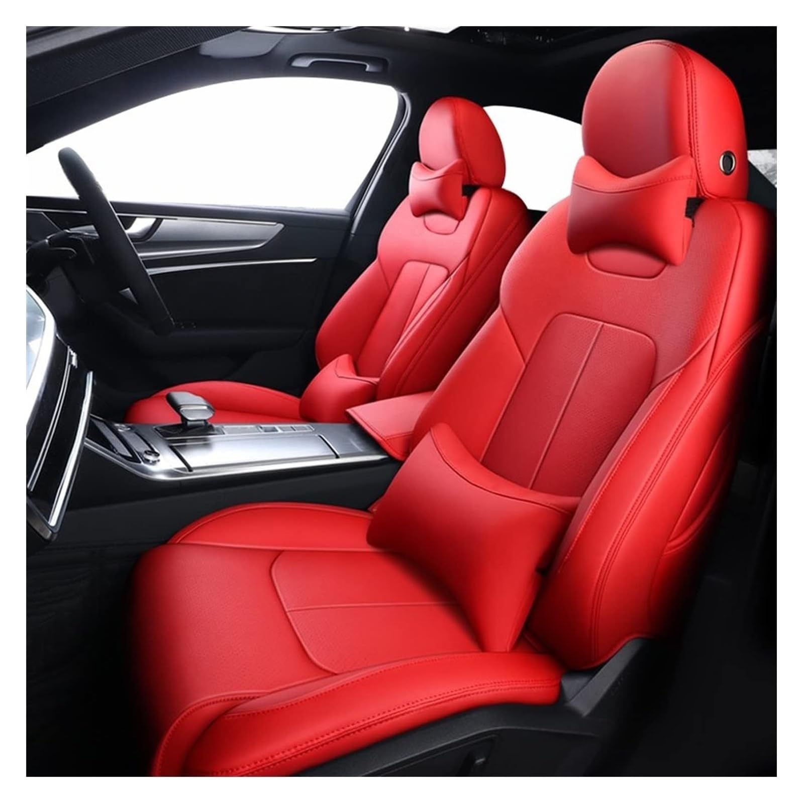 ASHILD Auto Sitzbezüge Für Dodge Für Journey Für Caliber Für Avenger Für Challenger Für Charger Autositzkissenschutz Custom Car Seat Cover Set(rot) von ASHILD