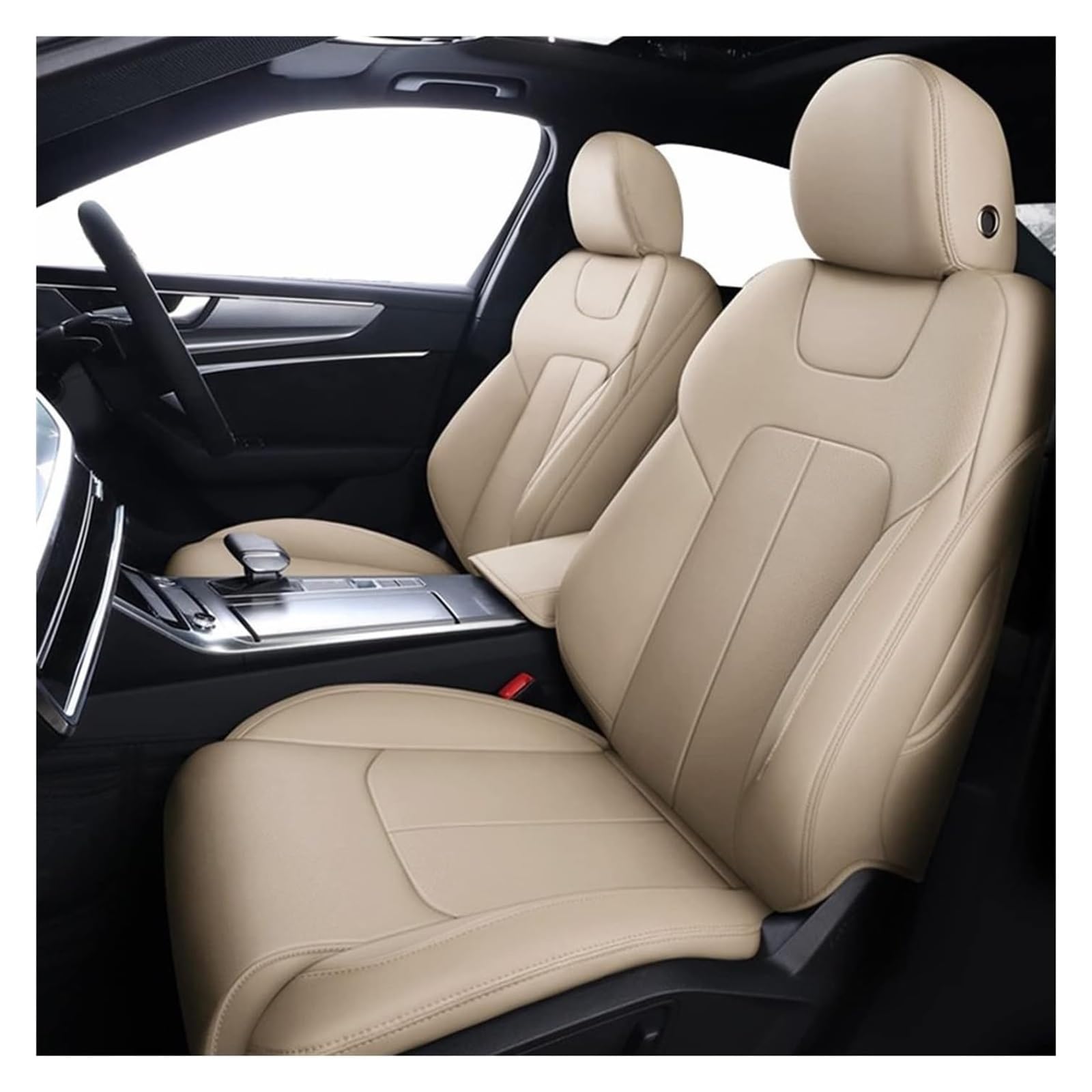 ASHILD Auto Sitzbezüge Für Polo Limousine Für Vw Für T&OUAREG Für T&Ouran Für p&assat B5 B6 B8 Auto Sitzbezug Auto Sitz Set Kissen Abdeckung Schutz(Beige,Standard Edition) von ASHILD