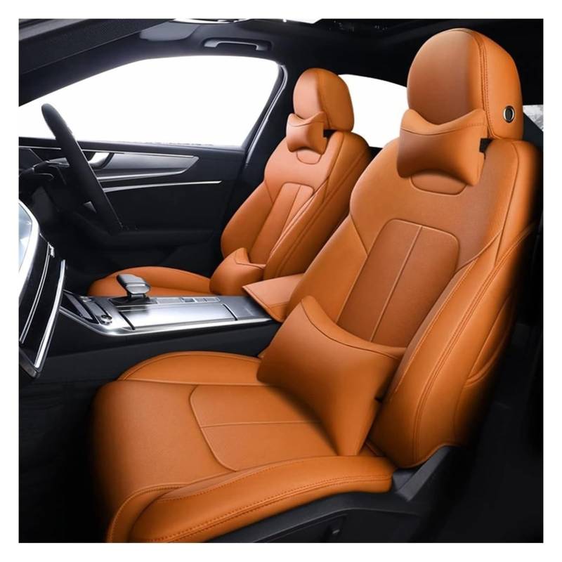 ASHILD Auto Sitzbezüge Für Polo Limousine Für Vw Für T&OUAREG Für T&Ouran Für p&assat B5 B6 B8 Auto Sitzbezug Auto Sitz Set Kissen Abdeckung Schutz(Orange,Deluxe Edition) von ASHILD