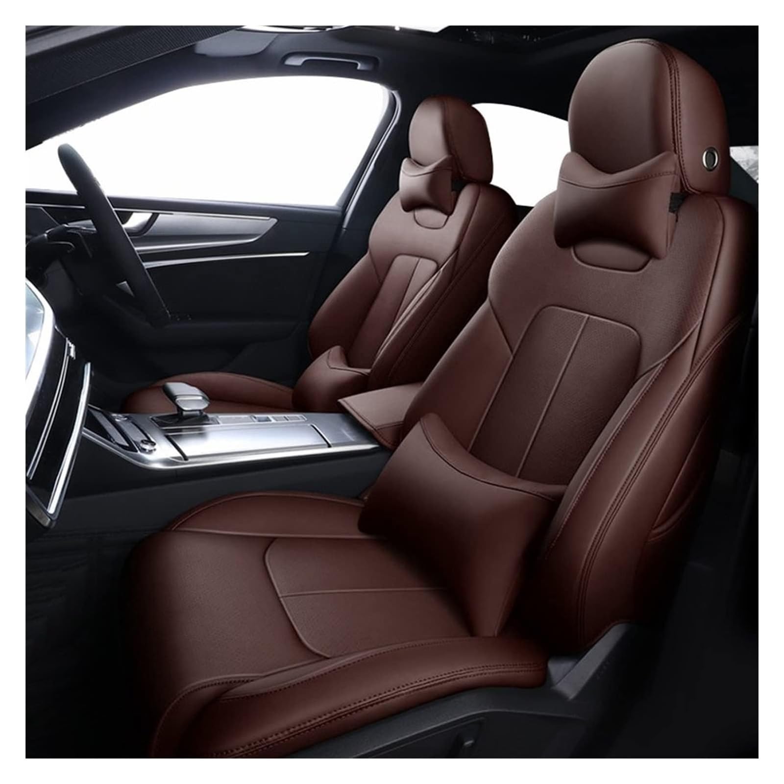 ASHILD Auto Sitzbezüge Für QX70 FX QX60 FX37 QX50 EX QX56 Q50 Q60 QX80 G35 Autositzkissenbezug Schutz 1 Set Custom Car Seat Cover(Coffee Color,Deluxe Edition) von ASHILD