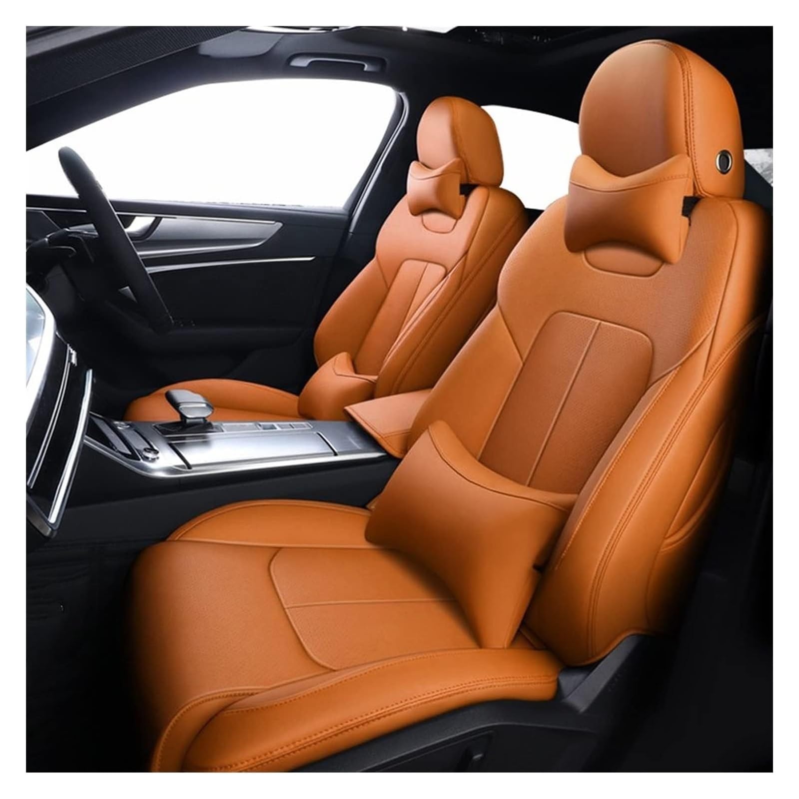 ASHILD Auto Sitzbezüge Für QX70 FX QX60 FX37 QX50 EX QX56 Q50 Q60 QX80 G35 Autositzkissenbezug Schutz 1 Set Custom Car Seat Cover(Orange,Deluxe Edition) von ASHILD