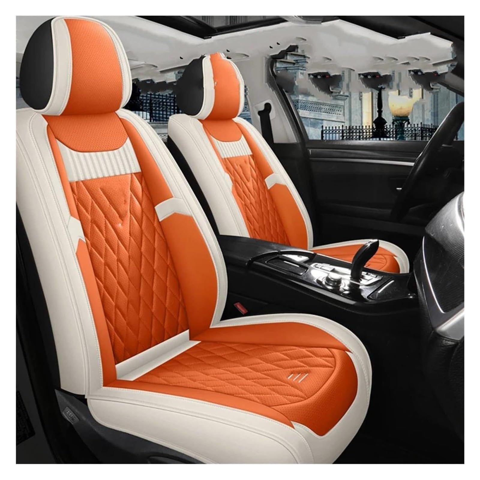 ASHILD Auto Sitzbezüge Für Ranger Für Taurus Für Edge Für Mondeo NK4 Für Kuga Autositzbezüge Autositzbezug Autositzbezüge(Beige Orange) von ASHILD