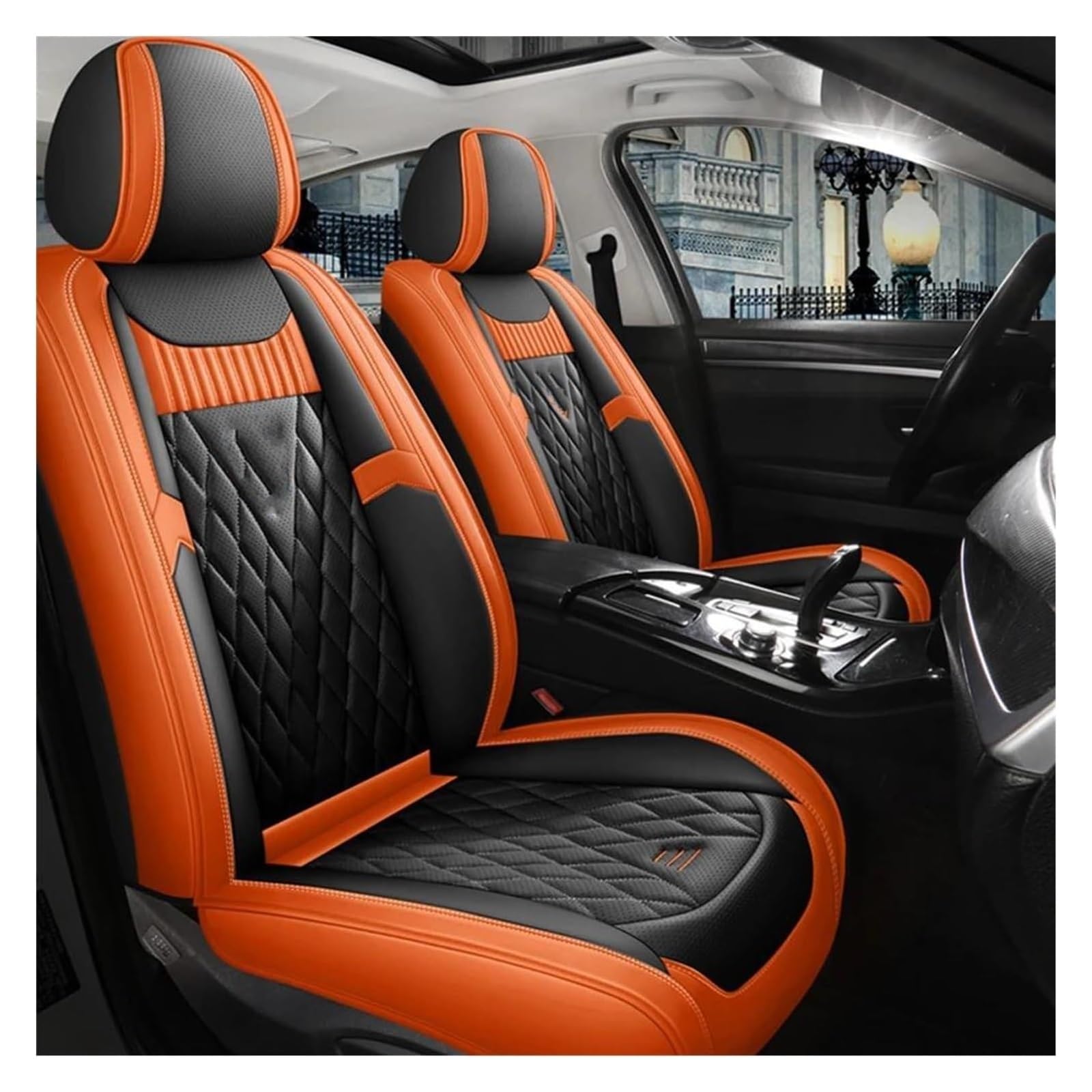 ASHILD Auto Sitzbezüge Für Ranger Für Taurus Für Edge Für Mondeo NK4 Für Kuga Autositzbezüge Autositzbezug Autositzbezüge(Black Orange) von ASHILD