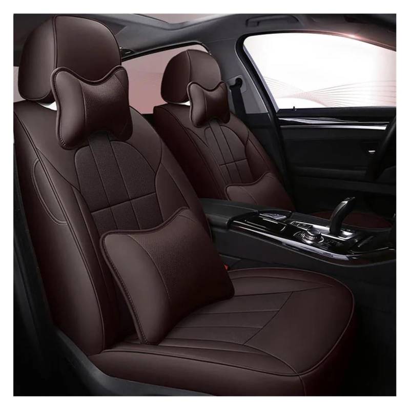 ASHILD Auto Sitzbezüge Für VW Für ID3 ID4 ID6 Für C-Trek Für T-Cross Für Viloran Für Tayron Für Talagon Auto-Autositzbezüge Custom Car Seat Cover Set(Coffee Lux) von ASHILD