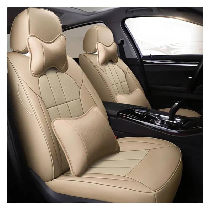 ASHILD Auto Sitzbezüge Für VW Für Phaeton Für Caddy Für EOS Für UP R36 Autositzbezüge Autositzbezüge Benutzerdefinierte Rindsleder Autositzbezug Auto(Beige Lux) von ASHILD