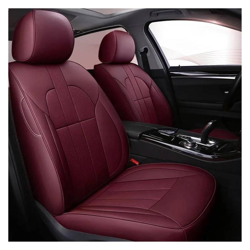 ASHILD Auto Sitzbezüge Für VW Für Phaeton Für Caddy Für EOS Für UP R36 Autositzbezüge Autositzbezüge Benutzerdefinierte Rindsleder Autositzbezug Auto(Wine Red) von ASHILD