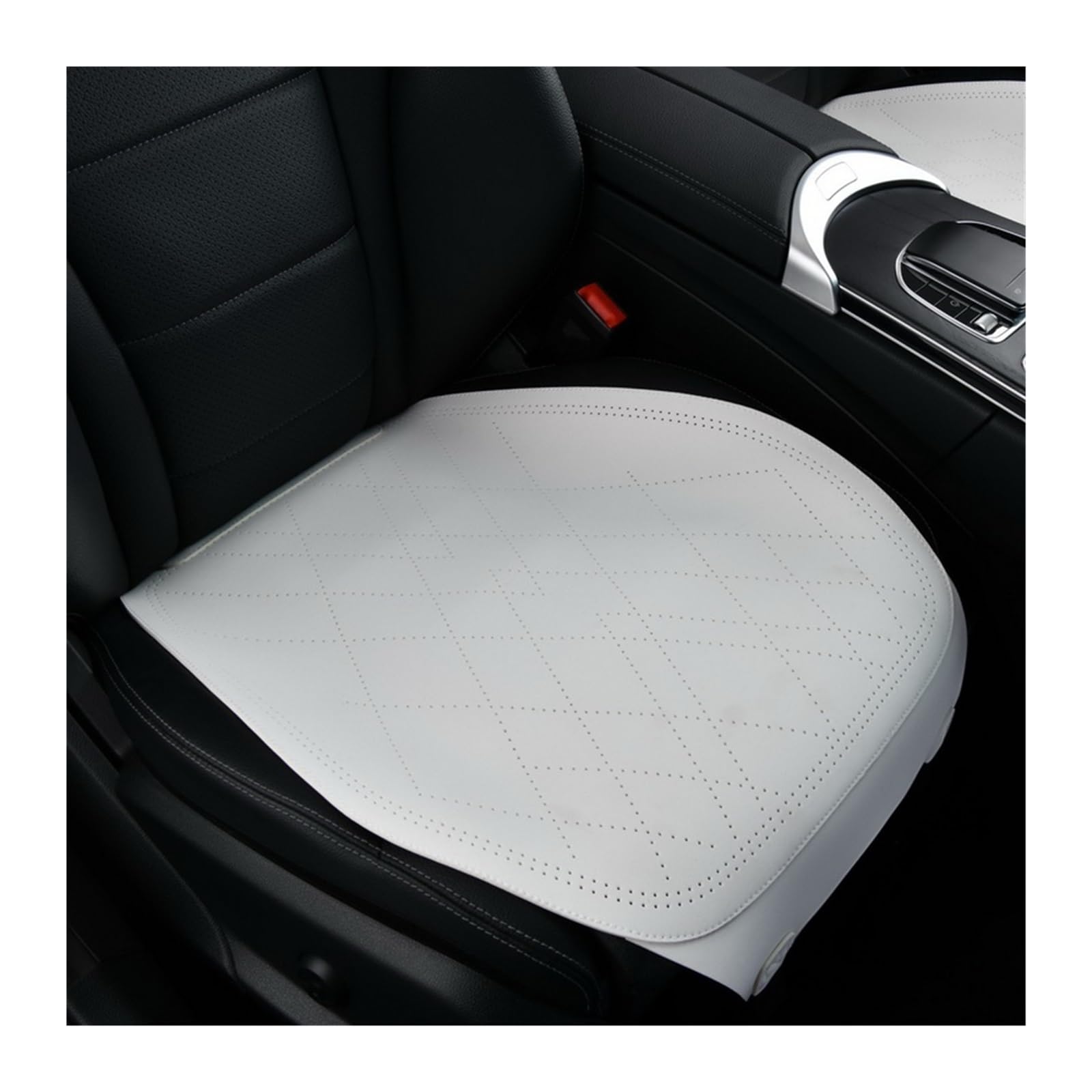 ASHILD Autositzbezüge Komplettset Leder-Autositzbezug vorne und hinten, Sommer, atmungsaktiver Kissenschutz. (Farbe : Weiß, Size : 1xFront Seat Covers) von ASHILD