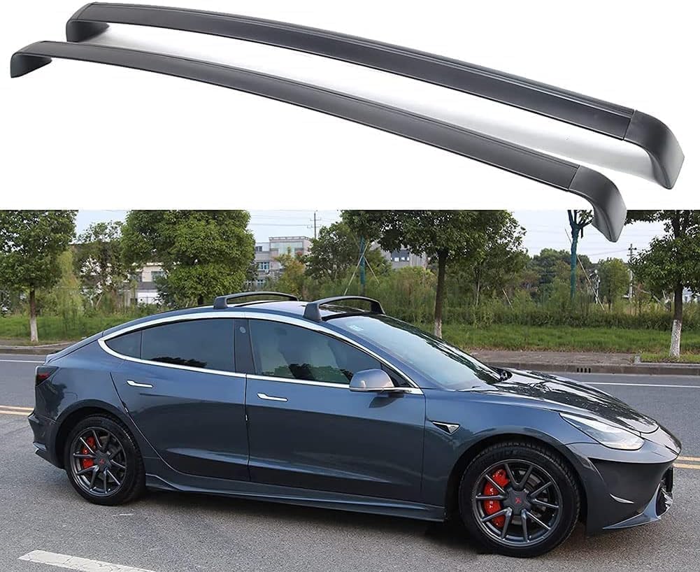 Auto Dachgepäckträger Bars Für Tesla Model 3 2020 2021, Einstellbare Abschließbare Anti-Rost Cross Bar Geländer Rooftop Gepäck Ersatzteile von ASHILD