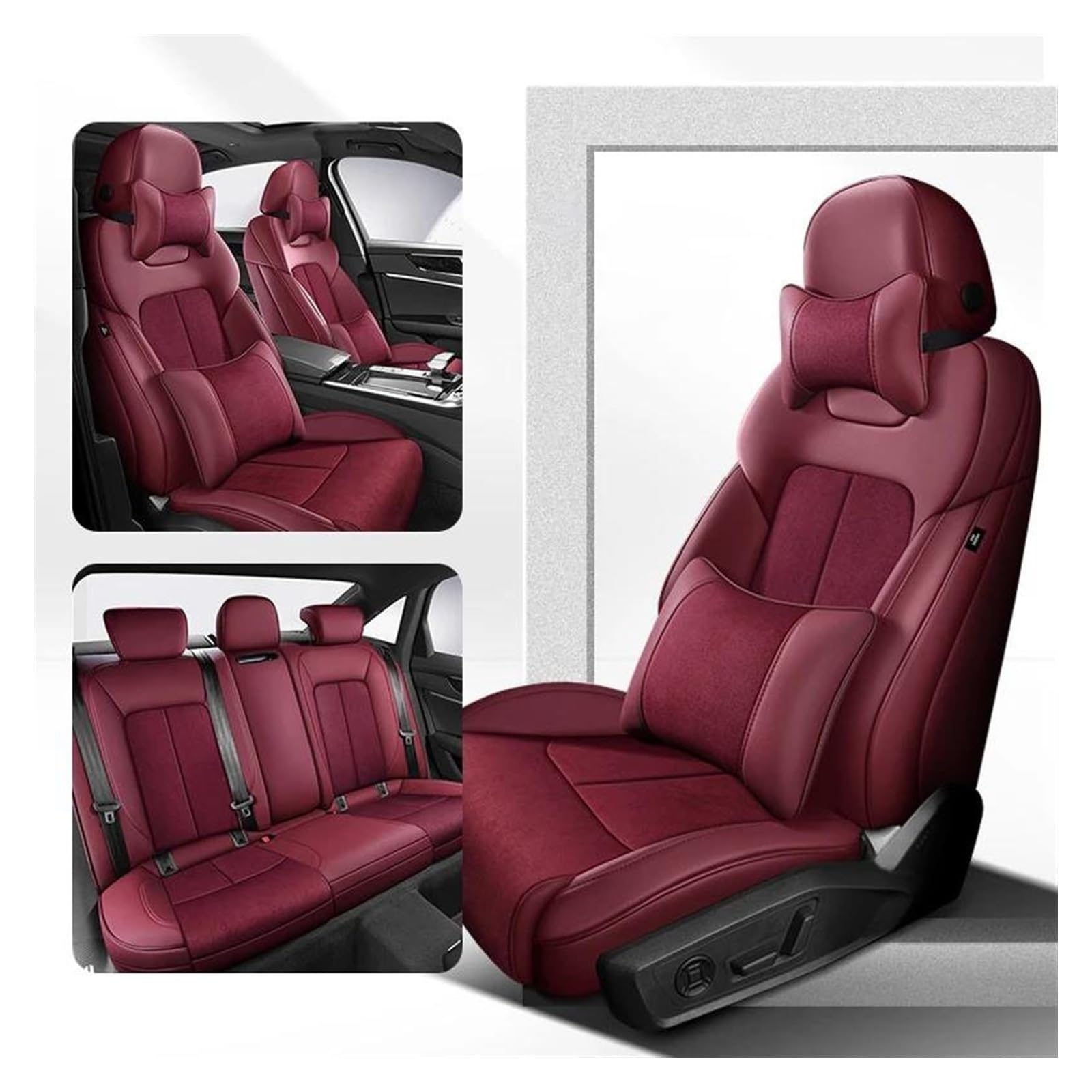 Auto Sitzbezüge Für CRV Für Stadt Für Civic 360 ° Surround Passt Wildleder + Leder Auto Innen Fahrzeuge Auto Sitzbezüge Custom(Wine red A) von ASHILD