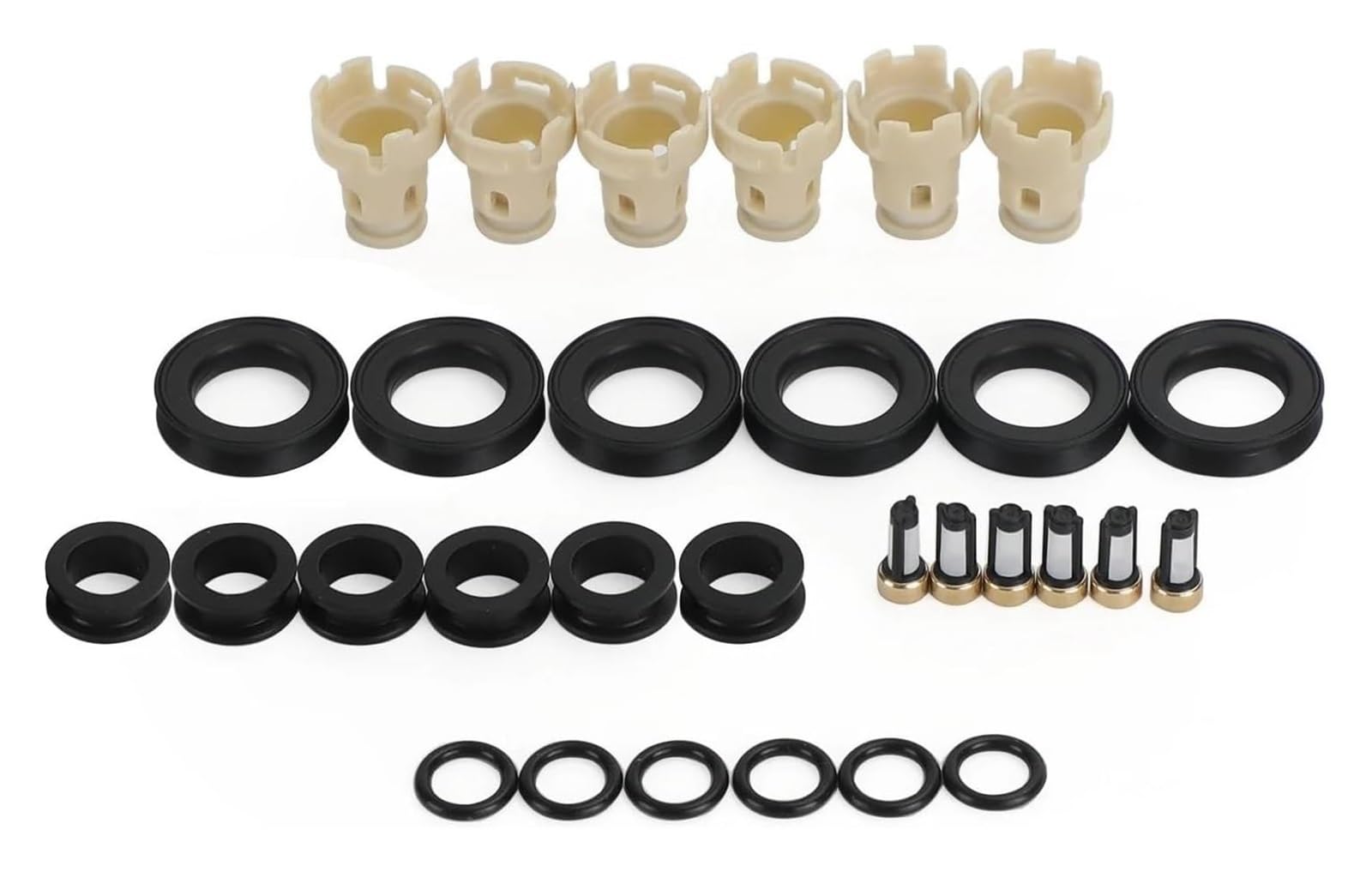 Einspritzdüsen Petrol Für T&oyota 3,4 5VZFE Auto Zubehör 6PCS Kraftstoff Injektoren Rebuild Kit O-ringe Dichtungen Filter Kappen von ASHILD