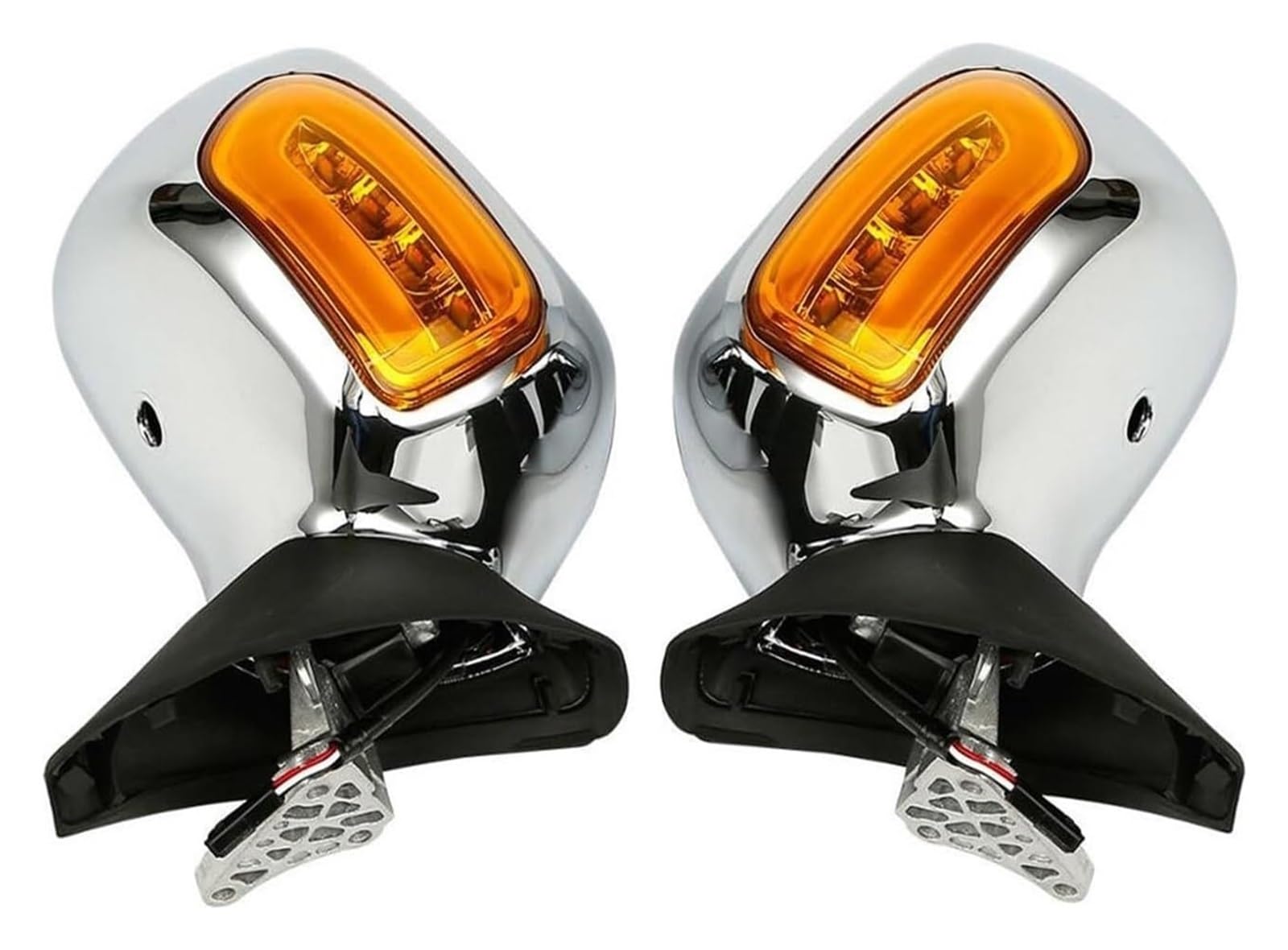 Motorbike Mirrors Side Für Goldwing 1800 GL1800 F6B 2013-2017 Motorrad Rückspiegel Blinker Motorrad Spiegel Rückspiegel(Chrome and Orange) von ASHILD