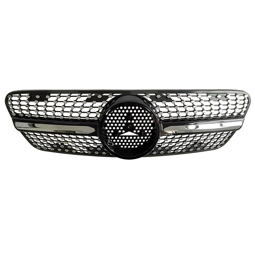 Nierengitter Auto-Frontstoßstange Mit Mesh-Rahmen In Diamant-Optik, Schwarz, Mit Insektensicherer Abdeckung Für M&ercedes B&enz W163 ML-Klasse 1999–2004 von ASHILD