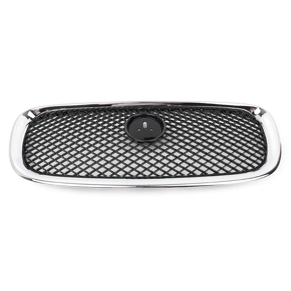 Nierengitter Für J&aguar XF XFR 2012-2015 Auto-Frontstoßstange, Oberer Gittergrill, Chrom/schwarzes ABS Mit Emblem-Logo von ASHILD