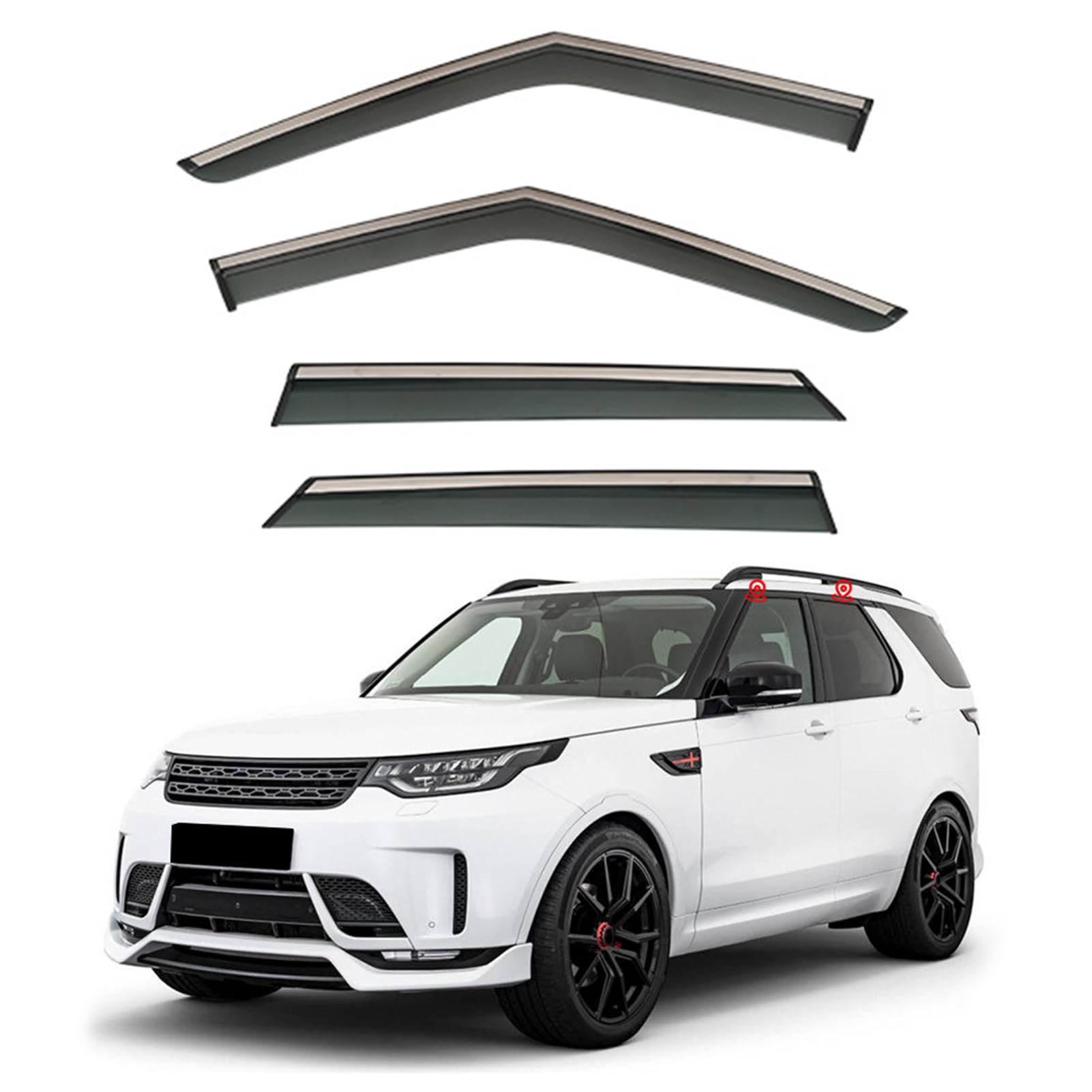 ASHOIH Seitenscheibendeflektoren für Landrover Discovery 2004-2017 – Selbstklebend, Regenschutz, Verbesserter Luftstrom, Blendminderung, Einfache Installation(Size:Discovery 5 MK3-L462 2017 - A) von ASHOIH