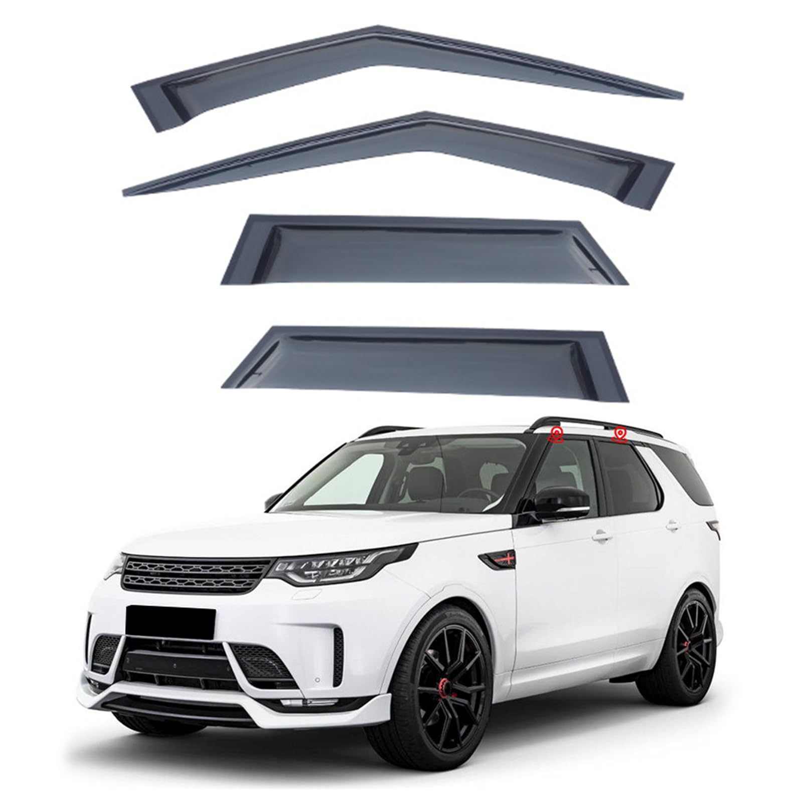 ASHOIH Seitenscheibendeflektoren für Landrover Discovery 2004-2017 – Selbstklebend, Regenschutz, Verbesserter Luftstrom, Blendminderung, Einfache Installation(Size:Discovery 5 MK3-L462 2017 - B) von ASHOIH