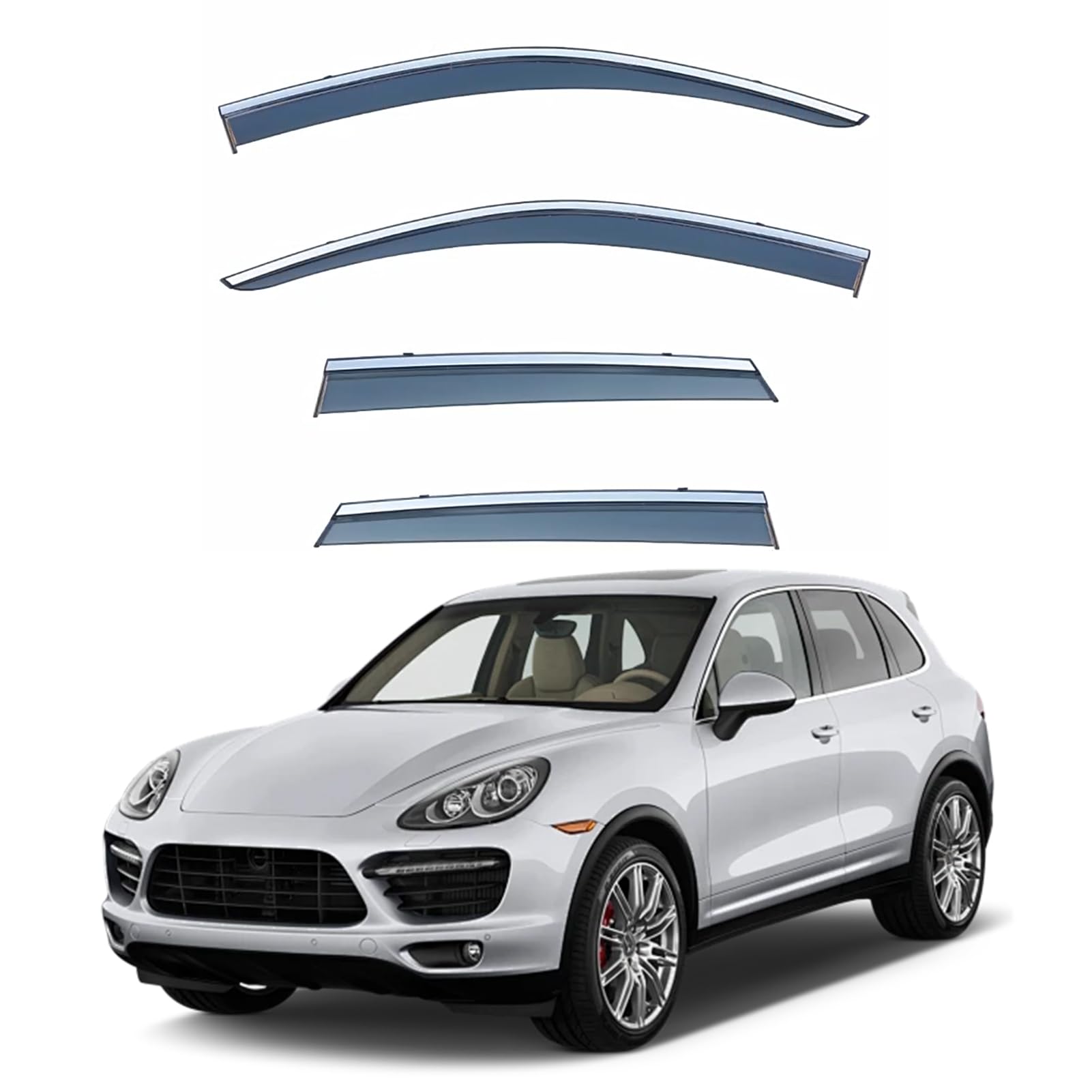 ASHOIH Seitenscheibendeflektoren für Porsche Cayenne 2003-2019 – Selbstklebend, Regenschutz, Verbesserter Luftstrom, Blendminderung, Einfache Installation, 4er-Set(Size:MK3-9Y0 2019) von ASHOIH