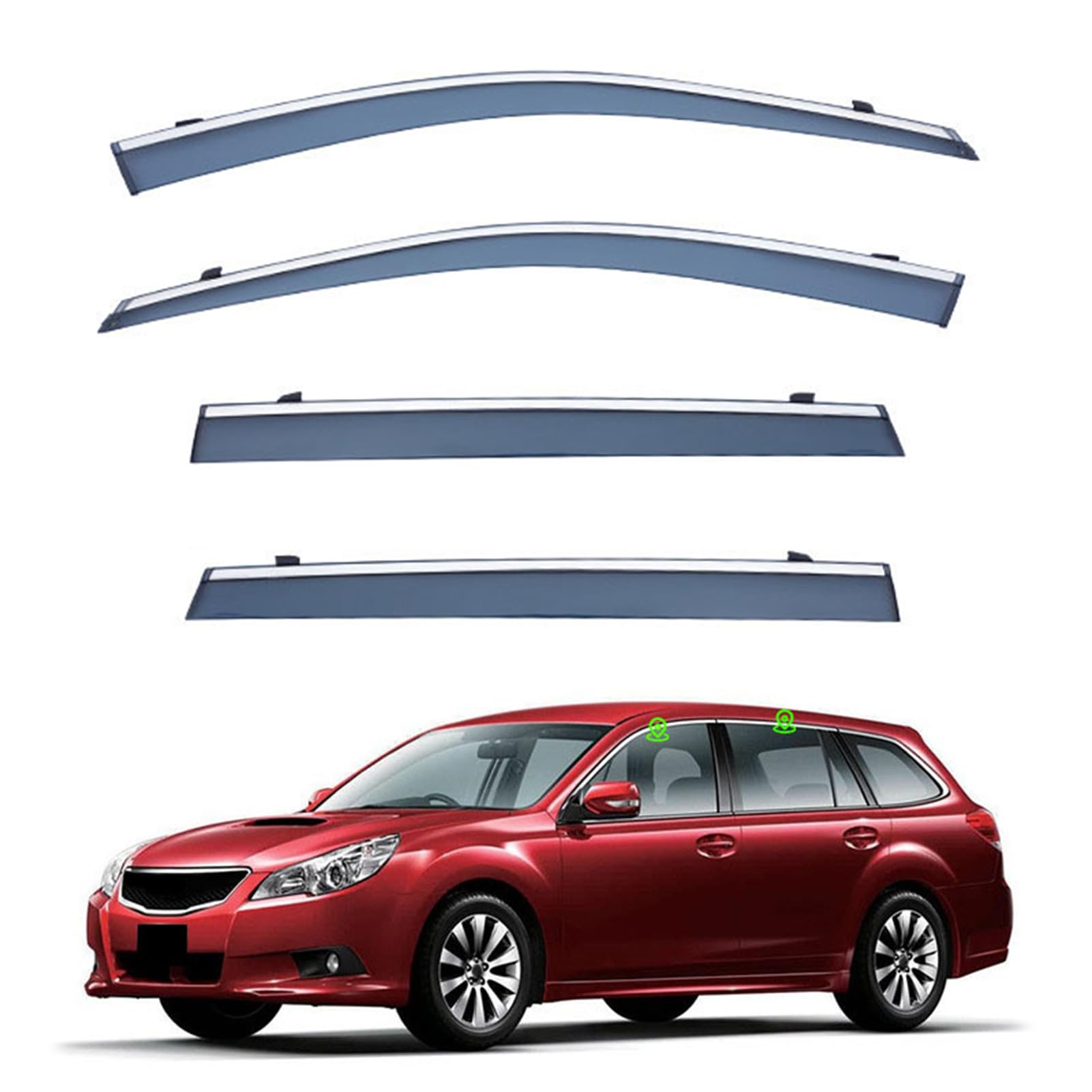 ASHOIH Seitenscheibendeflektoren für Subaru Legacy 2009-2020 – Selbstklebend, Regenschutz, Verbesserter Luftstrom, Blendminderung, Einfache Installation, 4er-Set(Size:Wagon MK5-BR 2009-2014) von ASHOIH