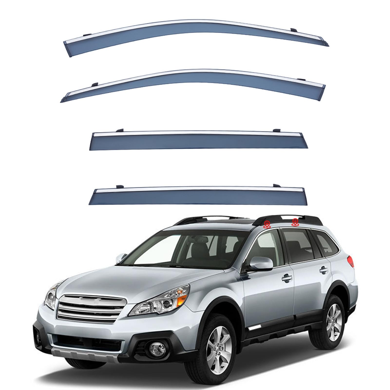 ASHOIH Seitenscheibendeflektoren für Subaru Outback 2010-2021 – Selbstklebend, Regenschutz, Verbesserter Luftstrom, Blendminderung, Einfache Installation, 4er-Set(Size:MK4-BR-BM 2010-2014) von ASHOIH