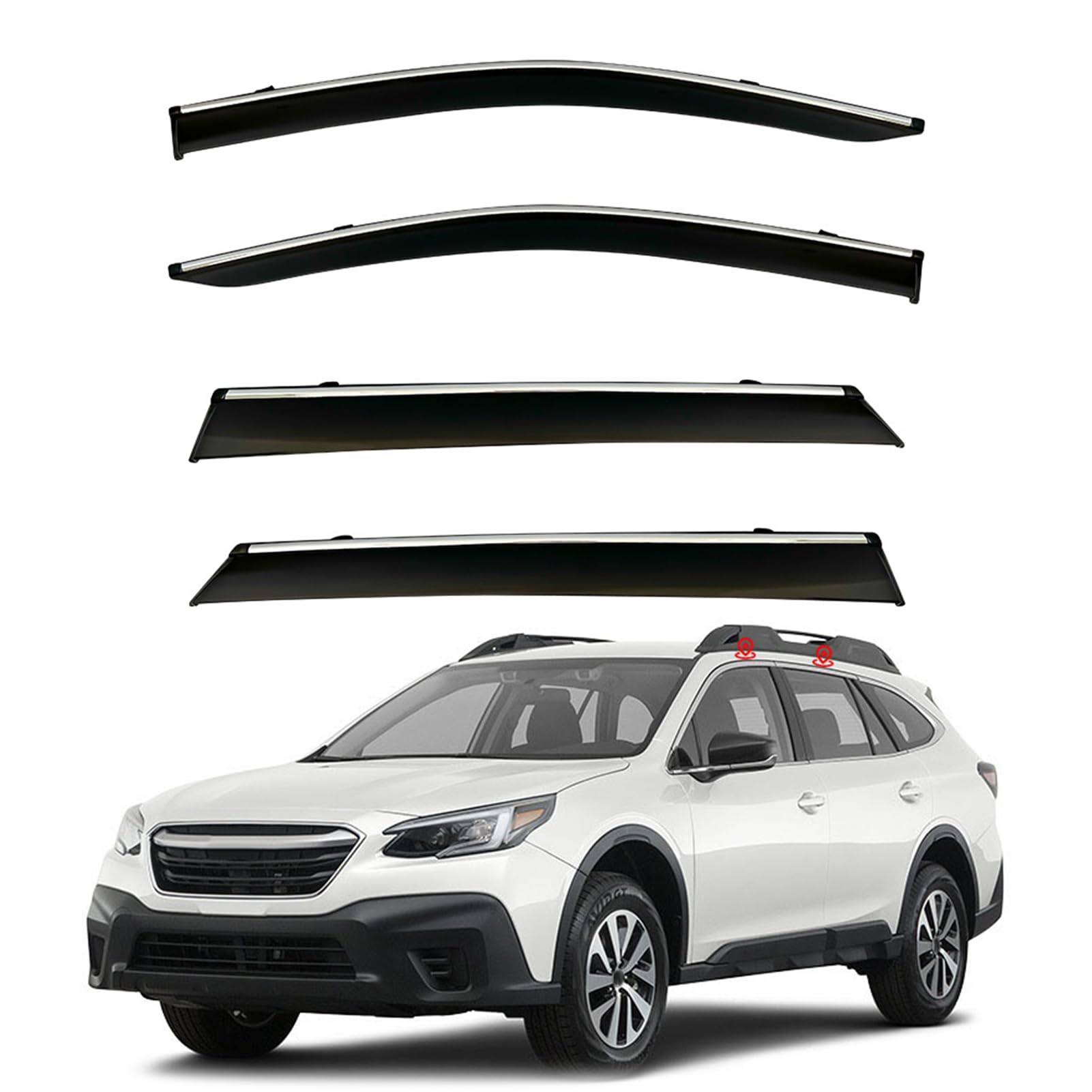 ASHOIH Seitenscheibendeflektoren für Subaru Outback 2010-2021 – Selbstklebend, Regenschutz, Verbesserter Luftstrom, Blendminderung, Einfache Installation, 4er-Set(Size:MK6-BT 2021) von ASHOIH