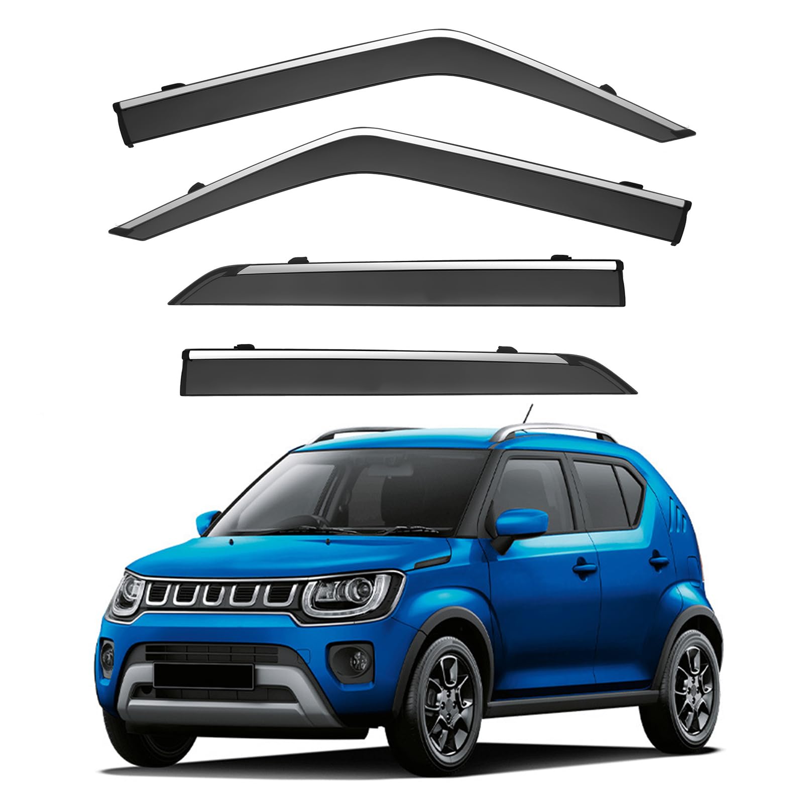 ASHOIH Seitenscheibendeflektoren für Suzuki Ignis 2016-2023 – Selbstklebend, Regenschutz, Verbesserter Luftstrom, Blendminderung, Einfache Installation, 4er-Set von ASHOIH