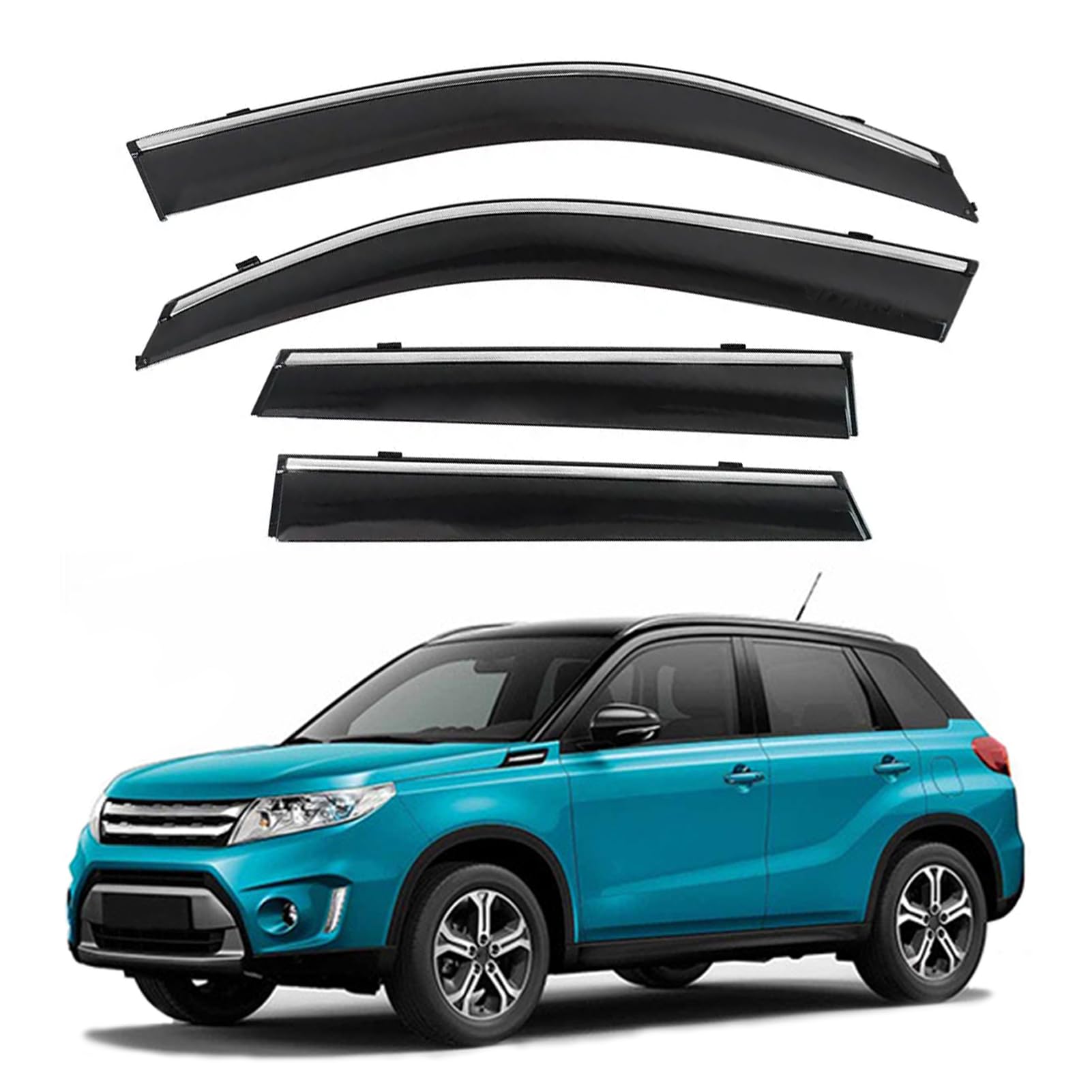 ASHOIH Seitenscheibendeflektoren für Suzuki Vitara 2015-2023 – Selbstklebend, Regenschutz, Verbesserter Luftstrom, Blendminderung, Einfache Installation, 4er-Set von ASHOIH