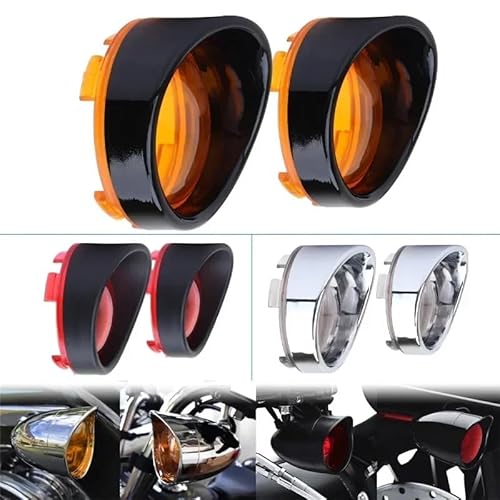 2 Stück Blinkerblende im Visier-Stil for Motorrad-Blinker, Blinker-Linsenverkleidung, kompatibel mit Street Glide, Fat Boy, Softail, Touring(Light Black Smoke) von ASJFGTEH